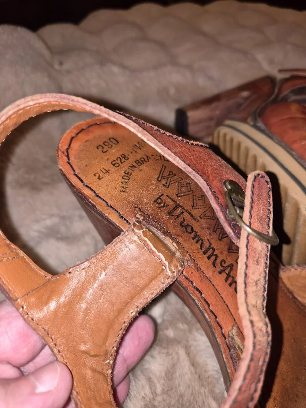 Vintage 1970 Thom McAn Wooden Platform Wedge Sandles